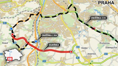 Od pátečního večera až do neděle bude uzavřena část Pražského okruhu