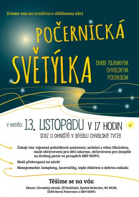 Počernická světýlka – lampionový průvod tajemným chvalským Podskalím: 13. 11.