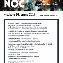 Hradozámecká noc na Chvalském zámku: divadlo Strašidlo canterwillské a komentované prohlídky s komorníkem: 26. 8.