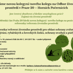 MĚSTSKÁ ČÁST PRAHA 20 HLEDÁ NOVOU KOLEGYNI/ NOVÉHO KOLEGU NA…
