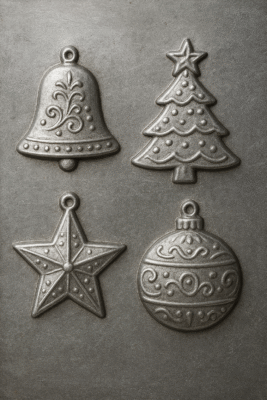 Vánoční ozdoby vytlačované do plechu