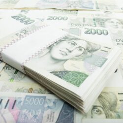 This,Eye-level,,Close-up,Shot,Captures,A,Stack,Of,Czech,Koruna